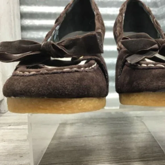 BC Footwear Brown Suede Wedge Moccasin Heels Size 9 - Picture 3 of 6